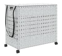 vidaXL Cesto para ropa sucia con ruedas ratán blanco 66x35x60 cm