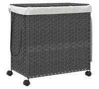 vidaXL Cesto para ropa sucia con ruedas ratán gris 60x35x60,5 cm