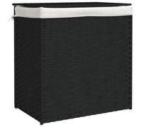 vidaXL Cesto ropa sucia 2 secciones ratán sintético negro 53x35x57 cm