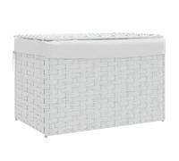 vidaXL Cesto ropa sucia con tapa ratán sintético blanco 55,5x35x34 cm