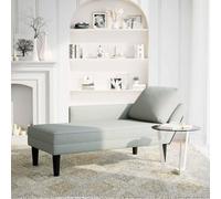 vidaXL Chaise longue con cojín y reposabrazos derecho, color gris claro, tapizado en terciopelo