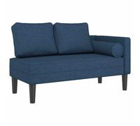 vidaXL Chaise Longue con cojines azules de tela, sofá cama, sofá acolchado, asiento de salón para dormir, sofá de 2 plazas