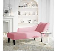vidaXL Chaise longue con reposabrazos derecho, color rosa, tapizado en terciopelo