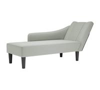 vidaXL Tumbona con reposabrazos derecho de terciopelo gris claro