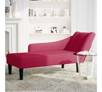 vidaXL Chaise longue con reposabrazos derecho terciopelo rojo vino