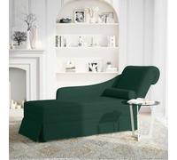 vidaXL Chaise longue con reposacabezas, reposabrazos derecho, color verde oscuro, tapizado en terciopelo
