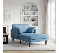vidaXL Chaise Longue de Gran tamaño Azul Tela de Pana