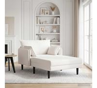 vidaXL Chaise Longue de Gran tamaño Crema Bouclé