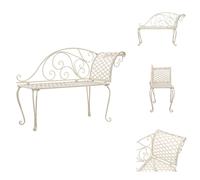 vidaXL: Chaise longue de jardín de 128 cm, metal, color blanco envejecido - Bancas de jardín