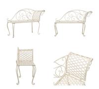 vidaXL: Chaise longue de jardín de 128 cm, metal, color blanco envejecido. Sofá de exterior tipo chaise longue. Banco de exterior. Bancos de exterior