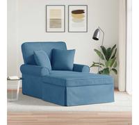 vidaXL Chaise Lounge con Falda 3 uds. Azul Tela de Pana