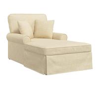 vidaXL Chaise lounge con falda - 3 piezas, cojín y almohada, tapizado crema tela