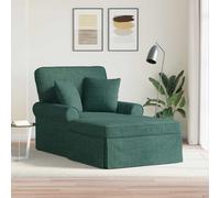vidaXL Chaise Lounge con Falda 3 uds. Verde oscuro tela