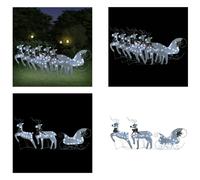 vidaXL Ciervo con trineo, decoración navideña, 140 LEDs, para exteriores, color blanco - Ciervo LED - Ciervos LED - Decoración navideña con ciervo - Iluminación navideña con ciervo