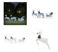 vidaXL Ciervo con trineo, decoración navideña, 60 LEDs, para exteriores, color blanco - Ciervo LED - Ciervos LED - Decoración navideña con ciervo - Decoración navideña con ciervos