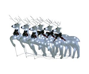 vidaXL, Ciervo decorativo LED, 6 unidades, color blanco, 120 LEDs