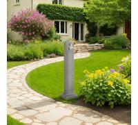 vidaXL Cisterna de jardín con grifo aspecto de piedra gris claro