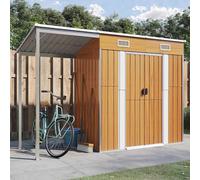 vidaXL Cobertizo con tejado largo acero marrón claro 277x107x181 cm