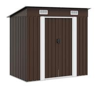 vidaXL Caseta de Almacenamiento para Jardín Cabaña de Acero Antracita/Marrón 194x121x181 cm