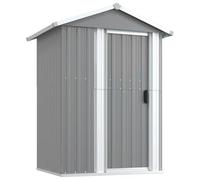 vidaXL Cobertizo de jardín Acero galvanizado Gris 126x97,5x177 cm | Suficiente espacio para sus herramientas, Construcción sólida de acero galvanizado, acceso rápido para todo su equipo