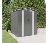 vidaXL Cobertizo de jardín Caseta de almacenamiento en acero galvanizado con puerta, gris claro