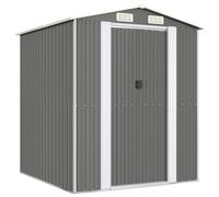 vidaXL Cobertizo de jardín Caseta de almacenamiento en acero galvanizado con puerta, gris claro