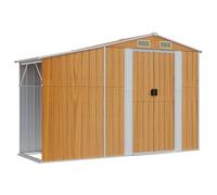 vidaXL Cobertizo de jardín 277x93x179 cm – Acero galvanizado marrón – Caseta de almacenamiento