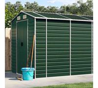 vidaXL Cobertizo de jardín acero galvanizado verde 191x725x198 cm