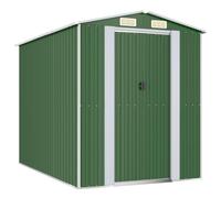 vidaXL Cobertizo de Jardín Caseta Casita Almacenamiento Herramienta Puerta Patio Ventilación Techo Exterior Acero Galvanizado Verde