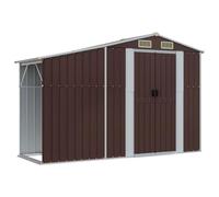 vidaXL Cobertizo de Jardín, Caseta con Almacenamiento, Almacén para Herramientas Leña, Cobertizo para Patio Terraza, Acero Galvanizado Marrón
