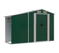 vidaXL Cobertizo de Jardín, Caseta con Almacenamiento, Almacén para Herramientas Leña, Cobertizo para Patio Terraza, Acero Galvanizado Verde