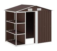 vidaXL Cobertizo de jardín con estantería hierro marrón 205x130x183 cm