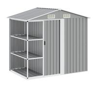 vidaXL Cobertizo de jardín con estantería hierro gris 205x130x183 cm