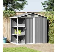vidaXL Cobertizo de jardín con estantería hierro gris 205x130x183 cm