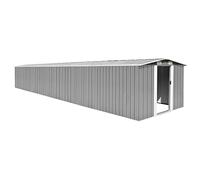 vidaXL Cobertizo de Jardín Patio Casata Casetilla Almacenamiento de Herramienta Almacenaje Exterior Acero Galvanizado Gris 257x779x181 cm