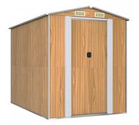vidaXL Cobertizo jardín Caseta almacenamiento Acero galvanizado Puerta Ventilación Marrón claro
