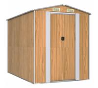 vidaXL Cobertizo jardín Caseta almacenamiento Acero galvanizado Puerta Ventilación Marrón claro