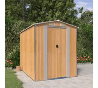 vidaXL Cobertizo jardín Caseta almacenamiento Acero galvanizado Puerta Ventilación Marrón claro
