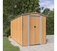vidaXL Cobertizo jardín acero galvanizado marrón claro 192x440x223 cm