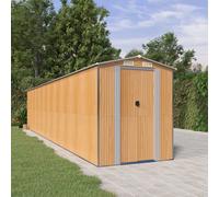 vidaXL Cobertizo jardín acero galvanizado marrón claro 192x938x223 cm