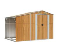 vidaXL Cobertizo de jardín, caseta para herramientas y leña, acero galvanizado, marrón claro