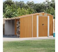 vidaXL Cobertizo jardín acero galvanizado marrón claro 277x365,5x179cm