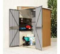 vidaXL Cobertizo jardín pared acero galvanizado marrón 118x100x178 cm