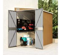 vidaXL Cobertizo jardín pared acero galvanizado marrón 118x194x178 cm