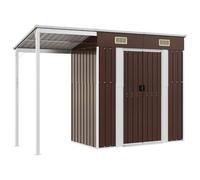 vidaXL Cobertizo jardín tejado Alargado Acero marrón 277x107x181 cm