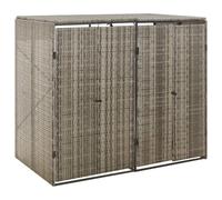 vidaXL Cobertizo para 2 contenedores de basura ratán PE 140x80x117cm Gris