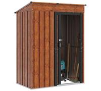 vidaXL Cobertizos de jardín Marrón 137 x 81 x 180 cm Metal, Cobertizo de Metal Duradero, Estructura Rectangular al Aire Libre, Ideal para Herramientas y organización del jardín