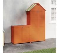 vidaXL Cobertizos para herramientas jardín 2 pzas madera pino marrón