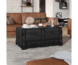 vidaXL Cofre baúl de madera negro 90x51x42 cm