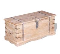 vidaXL Cofre de Almacenamiento Baúl Caja Mesa de Centro Mesita Madera Maciza Marrón claro 1 pieza
